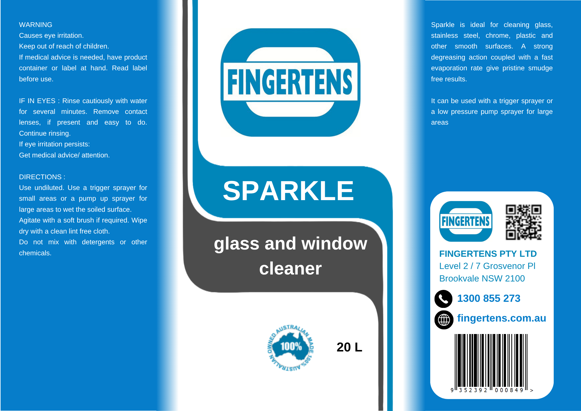 Sparkle Glass & Window Cleaner 20 Litre