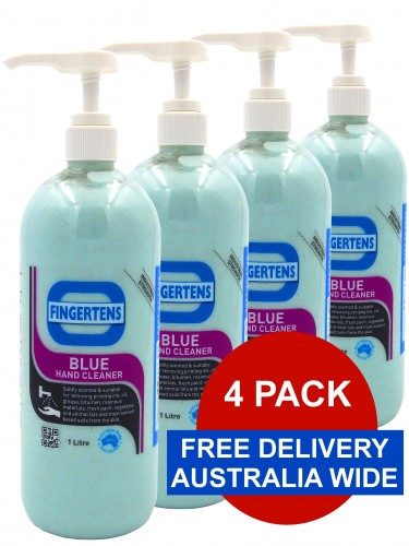 Fingertens Blue Heavy Duty Hand Cleaner 1 Litre with pump 4 Pack