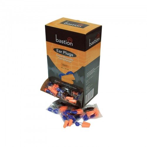 Bastion  PU Foam Earplugs, Class 5, Orange, Corded - Box/100 Pairs