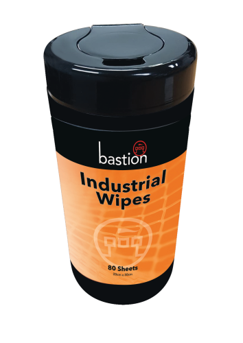 Bastion Industrial Wipes, 80 sheets per canister, large 20 x 30cm sheets